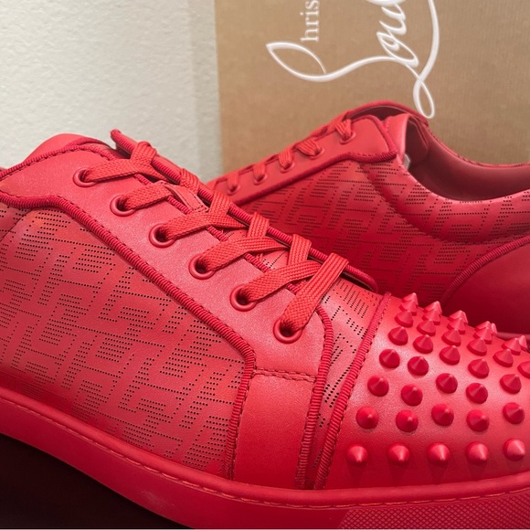 Christian Louboutin Louis Junior Spikes Orlato Red 44.5 - Picture 4 of 8